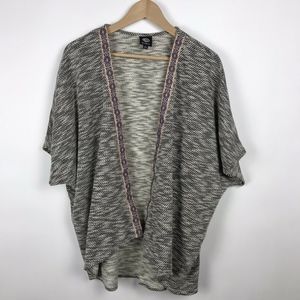 Bobeau Boho Oversized Black White Knit Cardigan